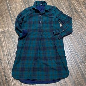 Madewell plaid green shirt dress